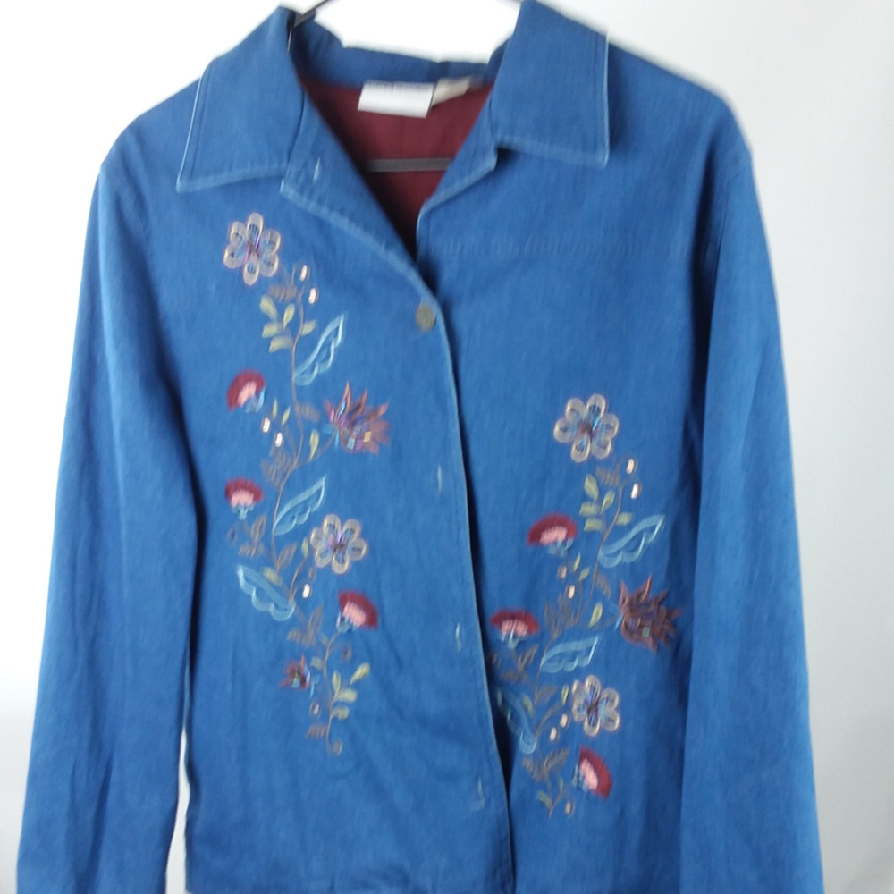 Alfred Dunner Sz 14 Floral Women's Denim Jacket